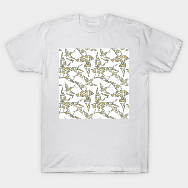 Spring little swallow birds seamless pattern. T-Shirt by AnaMOMarques